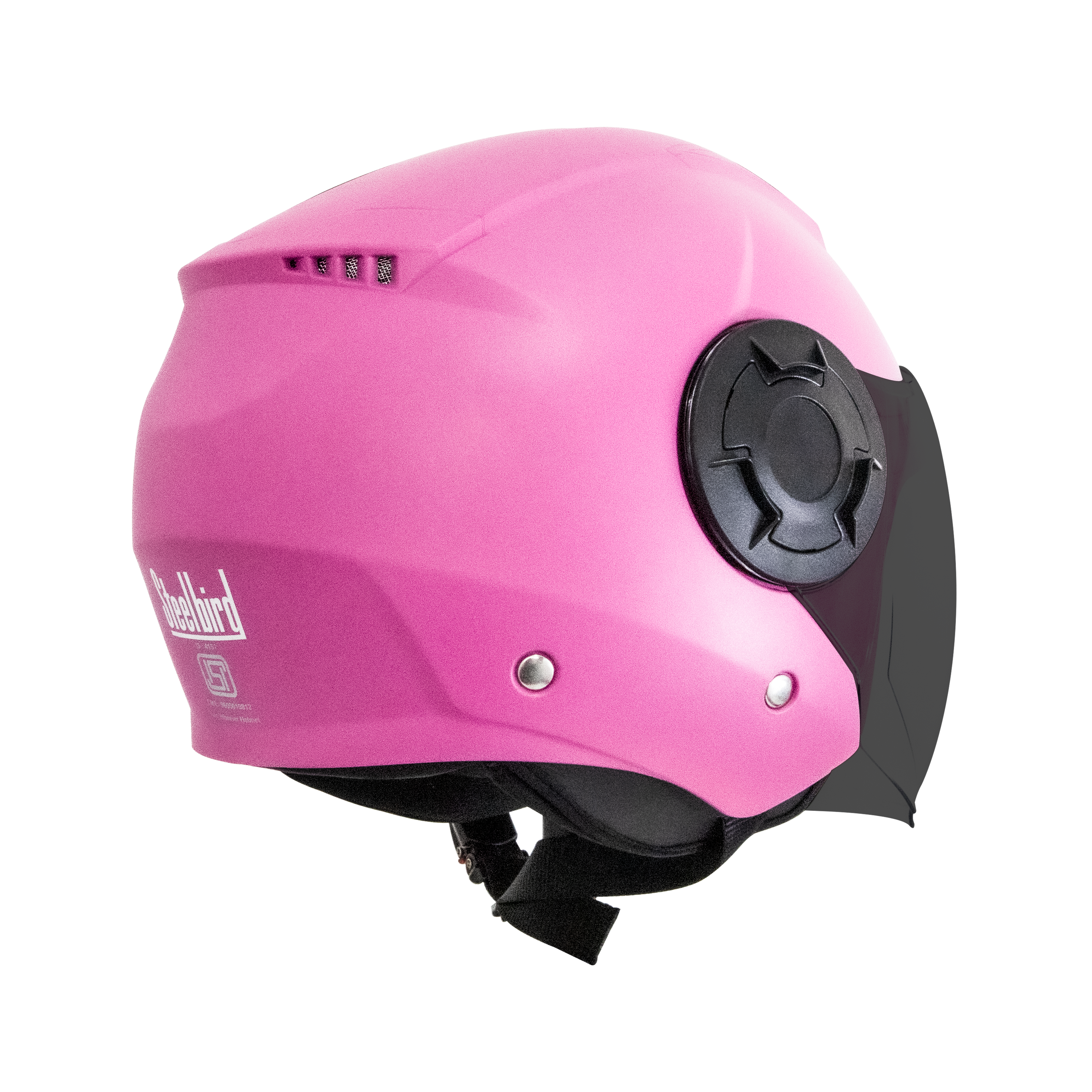 Steelbird Baron Open Face Helmet, ISI Certified Helmet (Dashing Pink With Smoke Visor)